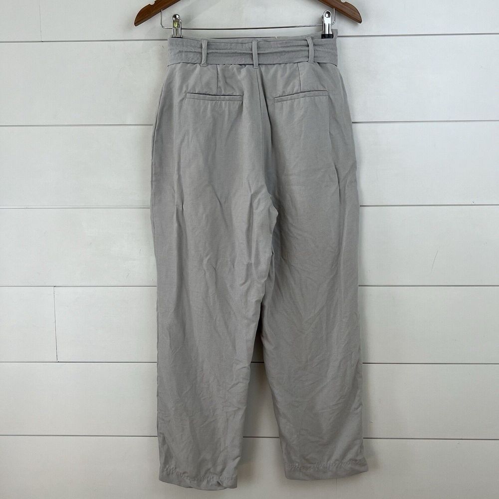 Wilfred 4 Jallade‎ Gray Linen Trousers Pants Tie Waist Crop Belted - Picture 5 of 10